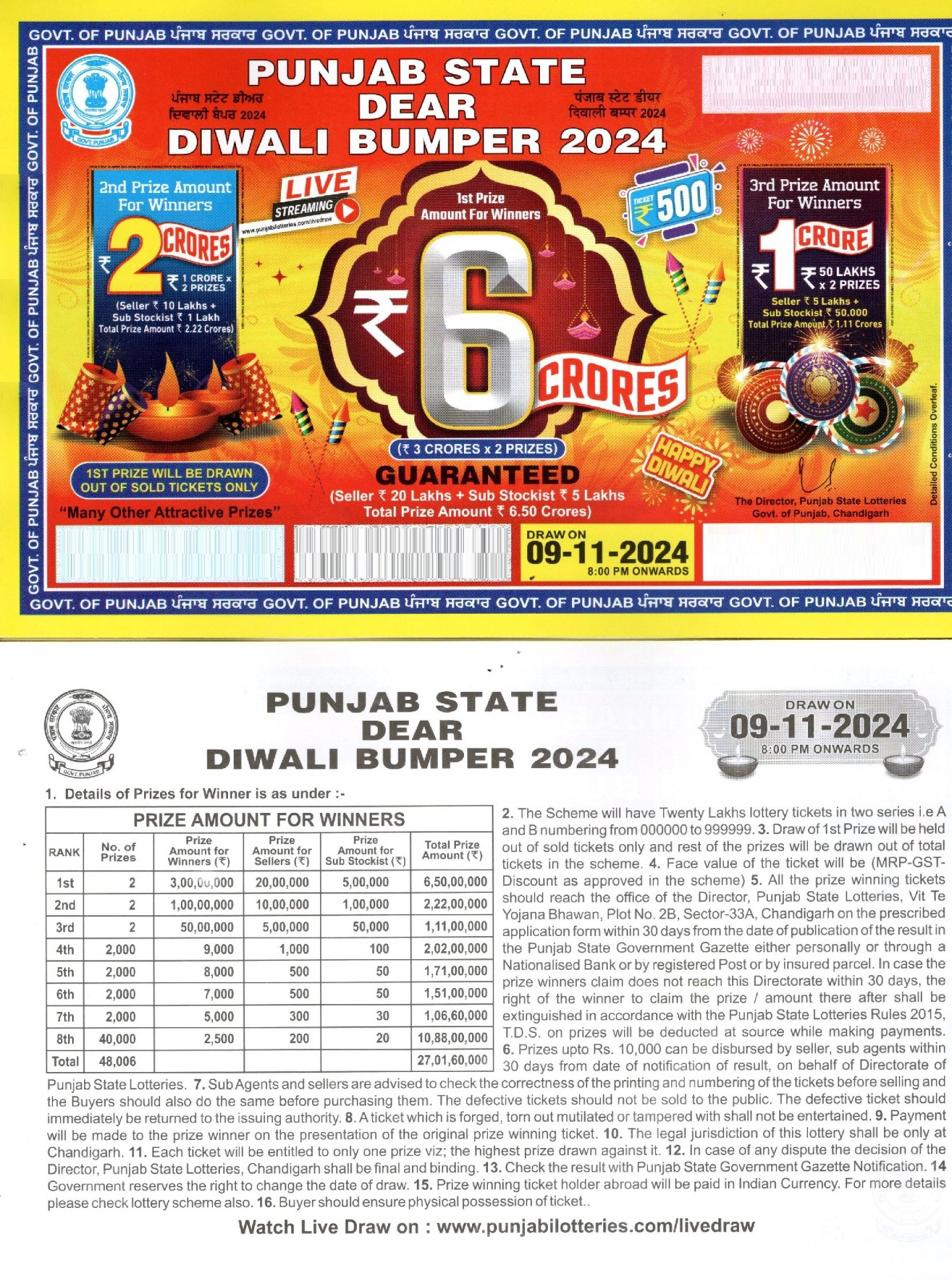 Punjab State Lottery Diwali Bumper